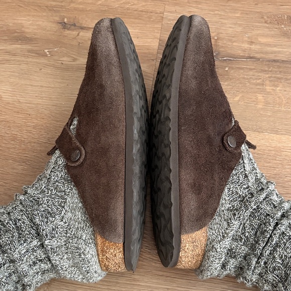 Birkenstock Dark Brown Suede Boston Clog Soft Footbed 38 - Picture 2 of 4